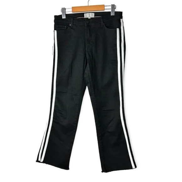 InWear Cropped Kickflare Black Jeans w White Double Side Stripes - Picture 2 of 8